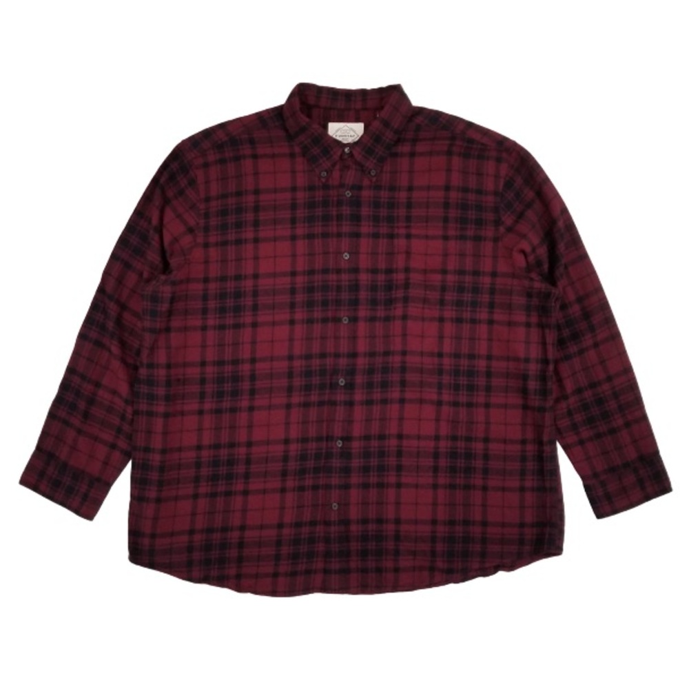 St. John's Bay Men's Burgundy and Black Button Down Plaid Shirt 2XL